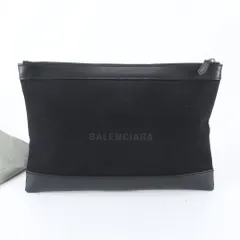 美品 バレンシアガ ネイビー クリップ レザー セカンドバッグ クラッチ ポーチ 通勤 ビジネス ブラック 黒 A4 メンズ RBE EJ20-5【中古】のサムネイル