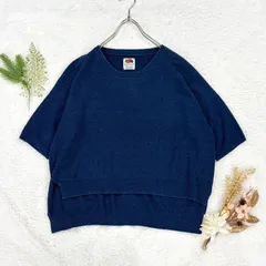 BLUE BLUE Fiuit of the Loom ブルーブルー 聖林公司 別注 半袖 カットソー ニット クルーネック プルオーバー パイル地 無地 インディゴ フリーサイズ ゆったりのサムネイル