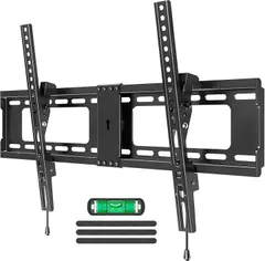 MOUNTUP テレビ壁掛け金具 37-82型 耐荷重60kg 薄型 中大型 チルト式角度調節 VESA 600x400mmまで 壁寄せ 可傾式TVかべかけ金具 ネジ類付き 4K LCD LED 液晶対応 (ブラック, 37-82インチ)のサムネイル