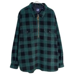 90年代 GAP ギャップ ハーフジップ フリースシャツジャケット オールドギャップ チェック(メンズ M)中古 古着 Y5646