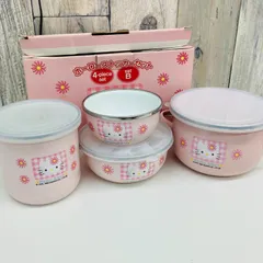 E【保管品】Sanrio サンリオ ハローキティ ホーロー保存容器 4点セット 平成レトロのサムネイル