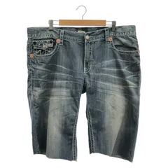 【中古】TRUE RELIGION "BILLY SUPER T"(カットオフ) ブルー サイズW40 トゥルーレリジョン[24]のサムネイル