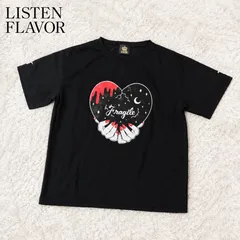 LISTEN FLAVOR リッスンフレーバー 十字架 ハートプリント トップス ブラック オーバーデザインのサムネイル