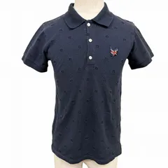 【中古】[印象B] LYLE＆SCOTT ライルアンドスコット ポロシャツ スリムフィット メンズ S ネイビー 紺×赤×青×白 綿100% コットン100% 刺繍 半袖 中国製 古着 鹿の子 ポケット無し ユニオンジャックの刺繍 裾の両サイドにスリットのサムネイル