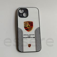 iPhone15 케이스 포르쉐 스마트 폰 케이스 아이폰 케이스 내충격 유리 케이스 하드 케이스 화이트