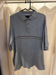 A-2165 GREG NORMAN グレッグノーマン 90s ヴィンテージ ポロシャツ ゴルフ US古着 半袖 ライトグレー サイズMのサムネイル