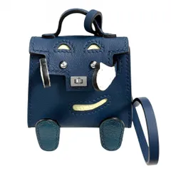 エルメス キーホルダー レディース ビジュードサック ケリードール バッグチャーム HERMES U刻印 レザー    ネイビー 紺 シルバー金具 2022年【中古品】のサムネイル