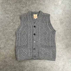 Vintage Baracuta バラクタータ ニットベスト ケーブルニット 前開き Vネック ウール ポケット グレー ヴィンテージ ビンテージ メンズ 38のサムネイル
