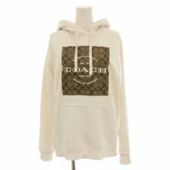 コーチ COACH シグネチャースクエアフーディー プルオーバーパーカー 長袖 S 白 ホワイト 茶 ブラウン CR039 /YT25のサムネイル