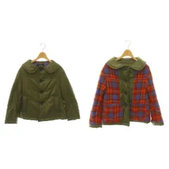 トリココムデギャルソン tricot COMME des GARCONS リバーシブル ジャケット 中綿 チェック ウール アウター M カーキ オレンジ TP-J017 AD2015 /HS ■OSのサムネイル