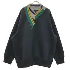 kolor カラー 21AW  MIX V-NECK SWEAT ネオプレン ミックスVネックスウェットプルオーバー 21WCM-T02202 ブラック 3のサムネイル