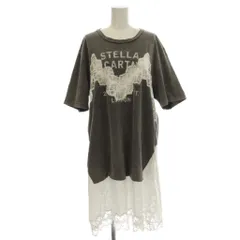 ステラマッカートニー STELLA McCARTNEY USED加工 Tシャツ ワンピース ロング 切り替えレース ピグメント 半袖 XXS グレー A1032024232 /☆G12のサムネイル