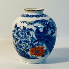 ⭕️ 有田焼 花舟作 色絵 柘榴 花瓶 飾り壺 花器 柿右衛門 今右衛門 古