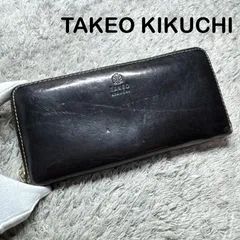 TAKEO KIKUCHI タケオキクチ 長財布 本革 レザー ラウンドファスナー ブラックのサムネイル