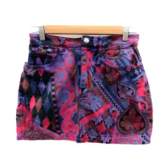 ヴェルサーチ ヴェルサーチェ VERSACE JEANS COUTURE 台形スカート ミニ丈 総柄 マルチカラー 紫 パープル /HO11 ■GY53のサムネイル