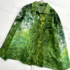 希少✨AKRIS アクリス 王室御用達 ボタニカル転写ブラウス グリーン 緑 シャツ 総柄 長袖 シルクのサムネイル