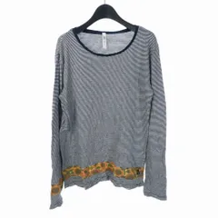 グラム glamb Tシャツ カットソー 長袖 ボーダー 花柄 ひまわり 2 ネイビー ホワイトのサムネイル