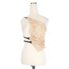 ディースクエアード DSQUARED2 23AW Halter Embroidered Top 刺繍 スパンコール アシンメトリーホルターネックトップス カットソー ノースリーブ 36 ベージュ S72NC1041 国内正規のサムネイル