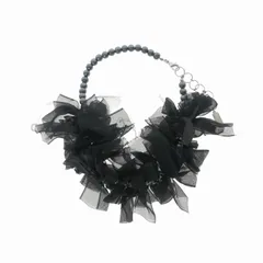 プティローブノアー petite robe noire リボン コットンパール ネックレス ペンダント アクセサリー ブラック 黒のサムネイル