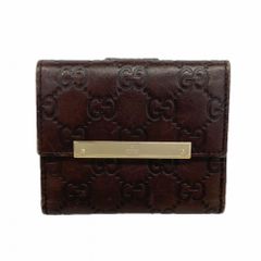美品 GUCCI グッチ 二つ折り財布 シマレザー ダークブラウン