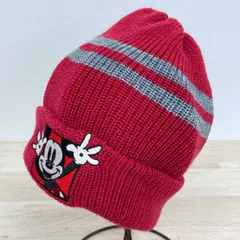 美品 Disney/ディズニー ミッキーマウス ニット帽 レッド×グレー ボーダー CROSS CO. LTD. 帽子/ニットキャップ[OL00644]のサムネイル