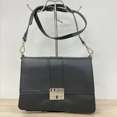 美品 GUESS/ゲス ショルダーバッグ ブラック/黒 フラップ式 ロゴプレート 肩掛けバッグ 斜め掛け レディース[OO00091]のサムネイル