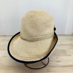美品 pom ponette junior/ポンポネット 麦わら帽子/ハット 54-56cm ベージュ/ネイビー 4982413-79[ON01104]のサムネイル