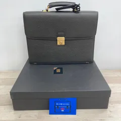 DAKS LONDON ダックス 牛革 ブリーフケース/ビジネスバッグ ダークグレー系 ゴールド金具 裏地チェック柄 タグ付き[OK04328]のサムネイル