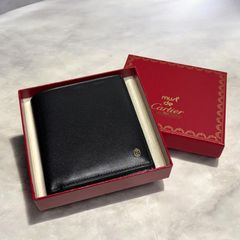 Cartier Must de Cartier Bi-fold Wallet, Black Leather, Men's Wallet with Coin Pocket, Compact Wallet, Comes with Box, Unused, Stored Item, Vintage.