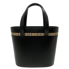 BURBERRY/Burberry(バーバリー) ハンドバッグ - 黒×ベージュ×マルチ チェック柄 コットン、レザーのサムネイル