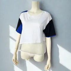 プランピーナッツ plumpynuts　コットン100/シアー 異素材切替 アシンメトリーカットソー　ホワイト/ブルー/ブラック　レディースのサムネイル