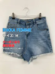 RIKKA FEMME デニムパンツ M ブルー ショート・ひざ上丈 無地 ワンポイント スタンダード レギュラー ヴィンテージ レディースのサムネイル