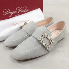 Roger Vivier ロジェヴィヴィエ MINI RV BROCHE BUCKLE LOAFER ローファー レザーシューズ ビジュー グレー スウェードレザー レディース 36 b02357のサムネイル
