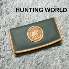 HUNTING WORLD ハンティングワールド キーケース 6連 バチュークロス グリーン レザー ロゴのサムネイル