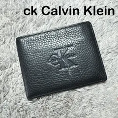 CK CALVIN KLEIN シーケーカルヴァンクライン 二つ折り財布 レザー ブラック ビッグロゴ 型押しのサムネイル