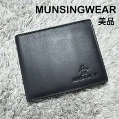 【未使用】MUNSINGWEAR マンシングウェア 二つ折り財布 レザー ブラック ペンギンロゴのサムネイル