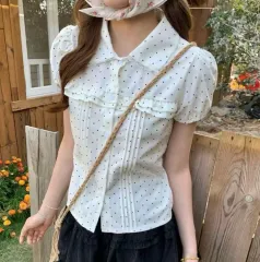 ably ドット フリル Kara 半袖 シャツ ブラウスのサムネイル