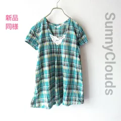 新品同様 Sunnyclouds/サニークラウズ レース＆チェック柄 チュニックブラウス ミントグリーン M フェリシモ FELISSIMOのサムネイル