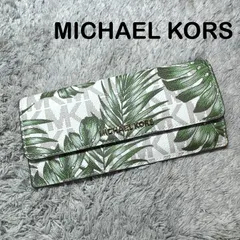 【美品】MICHAEL KORS マイケルコース 長財布 PVC シグネチャー ボタニカル ホワイト グリーンのサムネイル