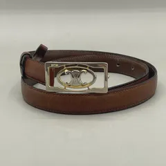 美品　CELINE セリーヌ　ベルト　トリオンフ　ゴールド　シルバー　金具　レザー　茶　キャメルのサムネイル