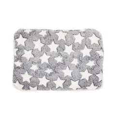 猫犬用 45×60cm ペットマット ふわふわフランネル 四季通用 防寒保暖 滑り止め洗える丸洗い可能 中小型犬猫用ペットベッド (青地に白い星柄)のサムネイル