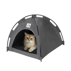 Lucky Danny 猫ハウス 猫テント 隠れ家 ドーム型 猫ベッド 室内用 洗える リバーシブルマット 通年使用 工具不要 組立簡単 S/Mサイズのサムネイル