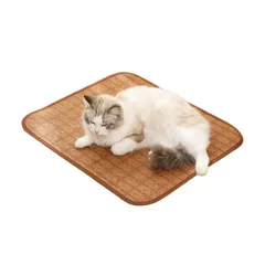 ペットマット40x50cm 夏 ひんやり ペット冷感ベッド クールマット 犬 猫 ペット用 通気性 涼感 ござ猫畳 小型 熱中症対策 暑さ対策 お掃除簡単 柔らかい 折り畳み可のサムネイル