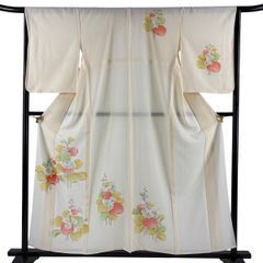 A5◇着物くつろぎ 夏物 花模様 銀彩 正絹 訪問着 薄物 絽 紗 着物 29
