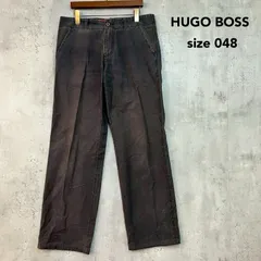 HUGO BOSS ヒューゴボス 48 チャコールグレー コットンパンツ チノパン ワークパンツ ストレートパンツ ボトムス ズボン 綿100% マカオ製 カジュアル トラウザー フラップポケット ロゴ 太め ★ ■■のサムネイル