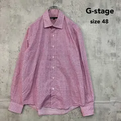 G-stage ジーステージ 48 ワインレッド 長袖シャツ カジュアルシャツ ドレスシャツ ワイシャツ Yシャツ 総柄 幾何学模様 トップス ボタンダウン ポプリン 混紡素材 ポリエステル コットン 服 紳士服 上着 トップス ★ ■◇ ◇■のサムネイル