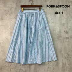 FORK&SPOON フォークアンドスプーン 1 スカイブルー ストライプシャツスカート ロングスカート マキシスカート ギャザースカート フレアスカート 総柄 綿100 コットン ボトムス アーバンリサーチ ドアーズ 服 ★ ■◆のサムネイル