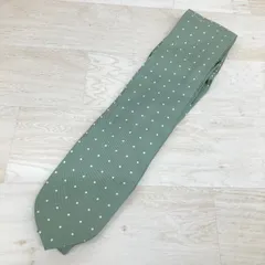 美品 J.PRESS/Jプレス ネクタイ シルク100% グリーン 緑 ドット柄 オンワード樫山 メンズ ビジネス[OK04379]のサムネイル