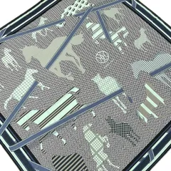 HERMES(エルメス) ストール(ショール)美品  カレ100 黒×ネイビー×マルチ GRV2392 コットン、シルクのサムネイル