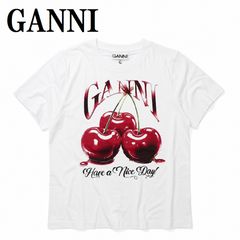 ガニー GANNI T4004 151 BRIGHT WHITE XS S M L XL Tシャツ 半袖 ロゴ プリント おしゃれ ウィメンズ レディース ブライト ホワイト